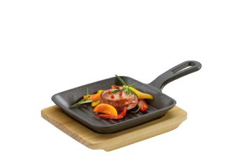 küchenprofi bbq grill-/serveerpan met houten onderbord