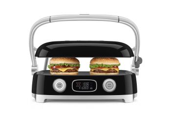smeg multi grill zwart glanzend voor eindeloos grillplezier