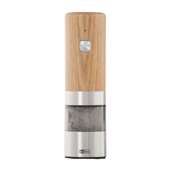Peper en/of Zoutmolen ADHOC i.Mill Essenhout met RVS – Oplaadbaar 