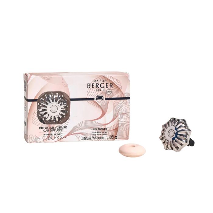 Maison Berger Autodiffuser Corali Silver met Lady Flower