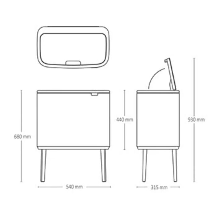 Brabantia Bo Touch Bin Prullenbak 11+23 Liter Soft Beige 