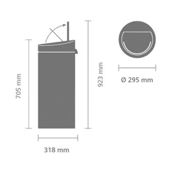 Brabantia Touch Bin New Touch Prullenbak  30 Liter Mat Goud