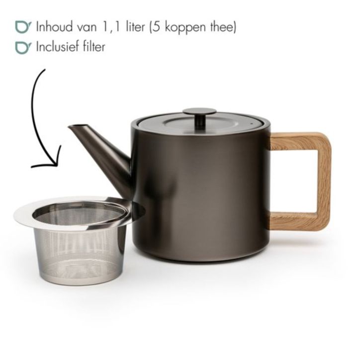 Bredemeijer Theepot Narvik - 1,1 liter - Metallic grijs