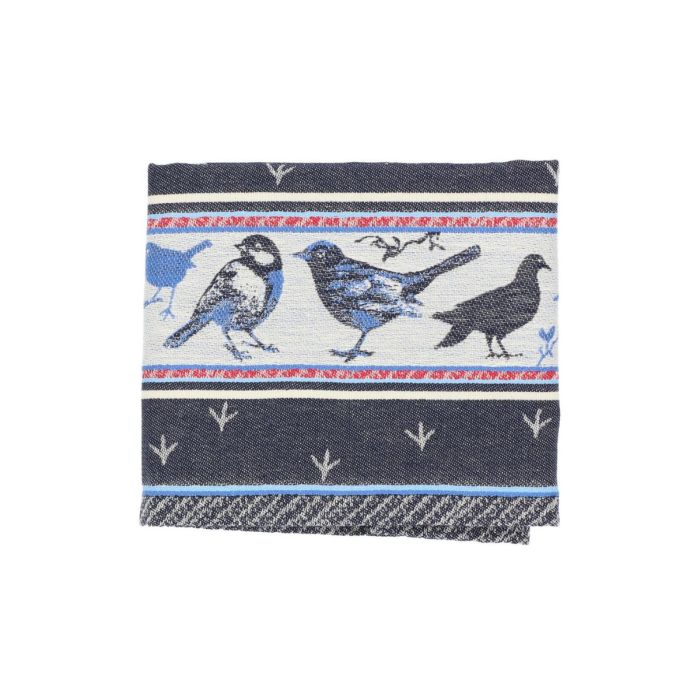 Bunzlau Castle Theedoek BIRDS Dark BLUE 