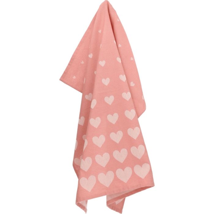 Bunzlau Castle Theedoek HEARTS PINK 