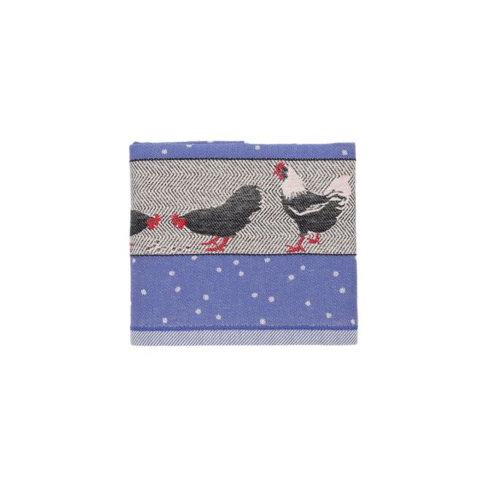 Bunzlau Castle Theedoek CHICKENS ROYAL BLUE 
