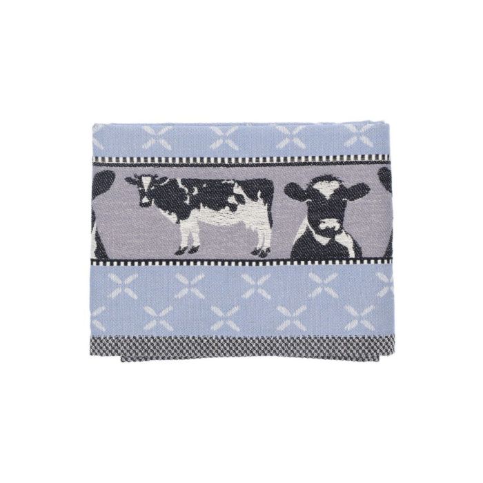 Bunzlau Castle Theedoek COWS GREY BLUE 