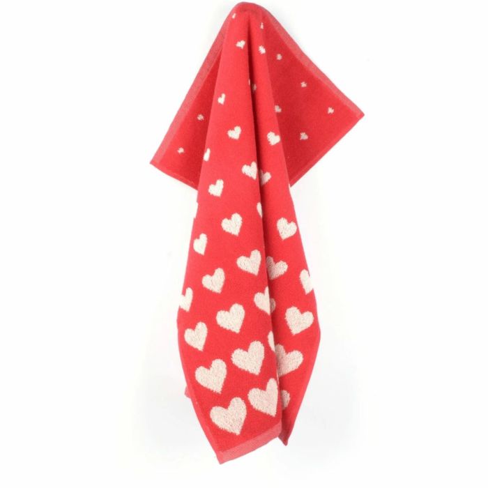 Bunzlau Castle Keukendoek HEARTS RED