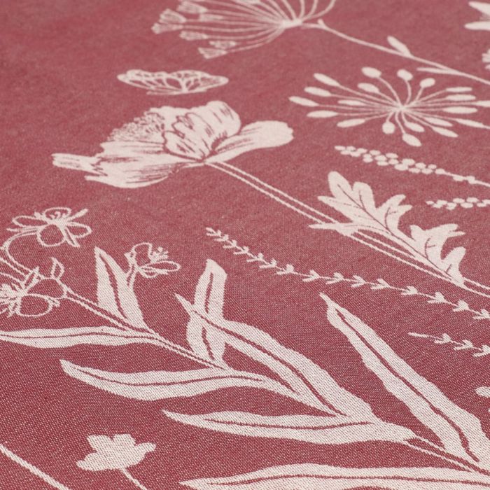 BUNZLAU THEEDOEK WILD FLOWERS BURGUNDY