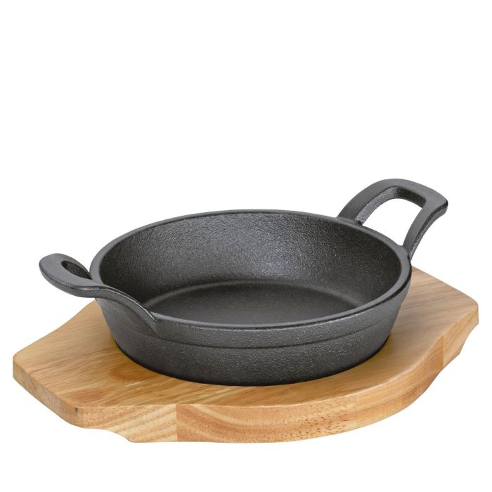 Küchenprofi BBQ Ronde Grill-/serveerpan met houten onderbord 18,5cm