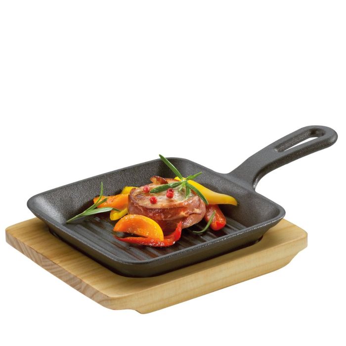 Küchenprofi BBQ - Grill-/serveerpan met houten onderbord