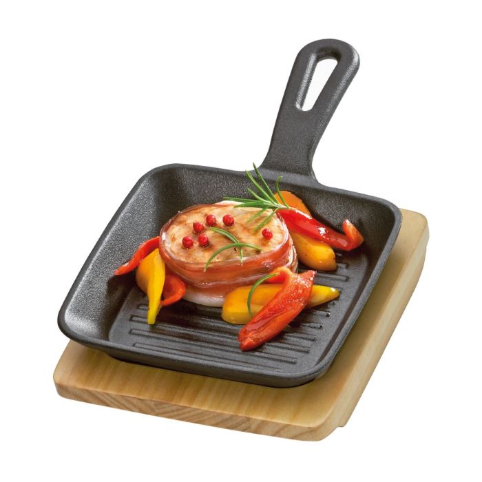 Küchenprofi BBQ - Grill-/serveerpan met houten onderbord