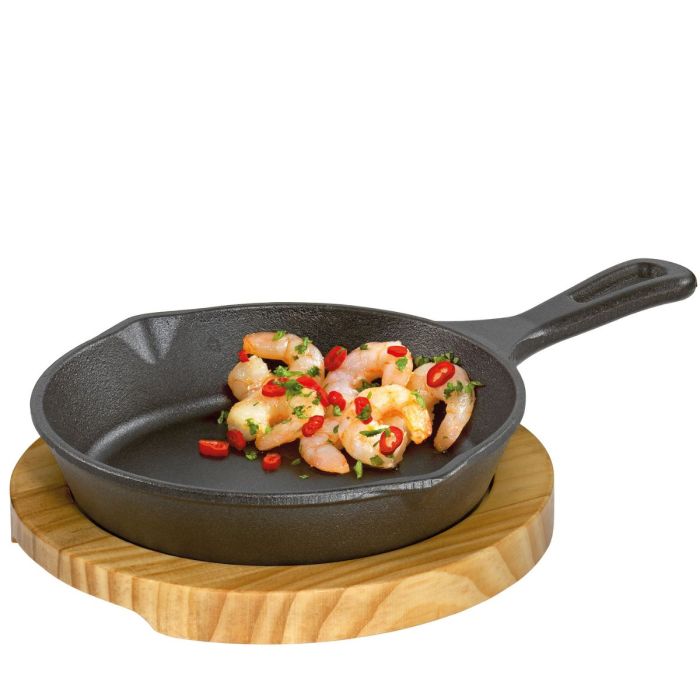 Küchenprofi BBQ Ronde Grill-/serveerpan met houten onderbord 26 cm
