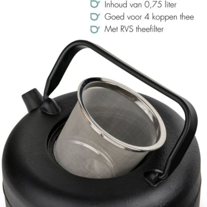 Bredemeijer - Theepot Henan - 0,75 liter - Zwart - Met filter