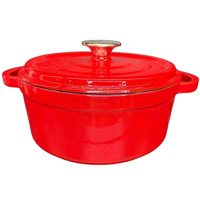 KDP GIETIJZEREN BRAADPAN 24CM ROOD