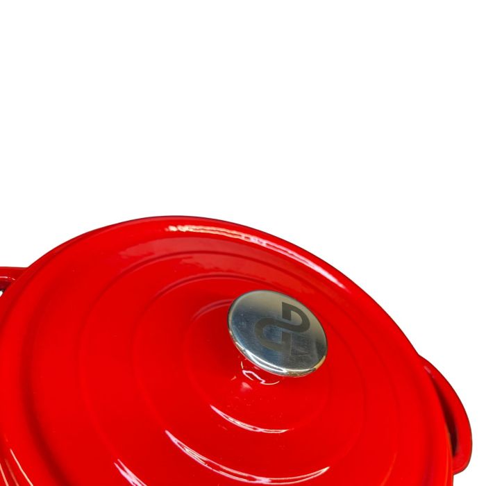 KDP GIETIJZEREN BRAADPAN 28CM LAAG ROOD