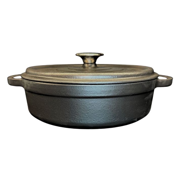 KDP GIETIJZERen  BRAADPAN 28CM LAAG ZWART