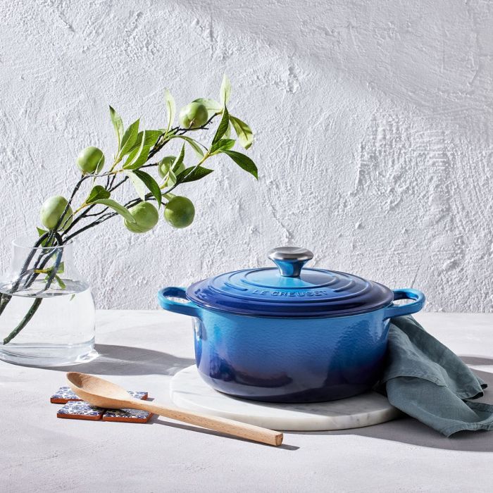 LE CREUSET RONDE BRAAD/STOOFPAN 18CM AZURE