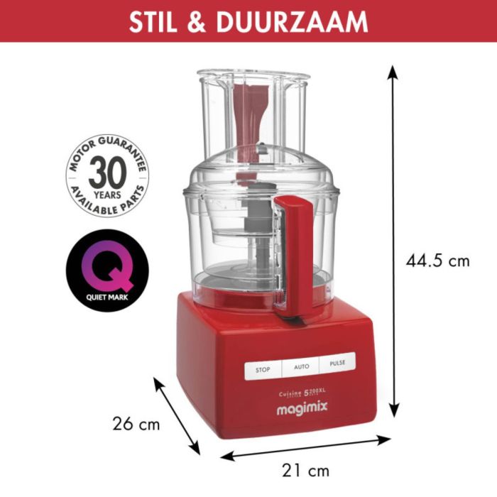 Magimix CS 5200 XL ROOD + Gratis BLOKJES- EN STAAFJES KIT T.W.V. €125,00