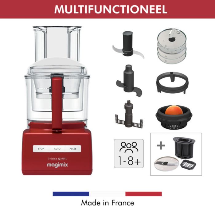 Magimix CS 5200 XL ROOD + Gratis BLOKJES- EN STAAFJES KIT T.W.V. €125,00