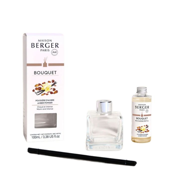 MAISON BERGER GEURSTOKJES AMBER POWDER + 100ML NAVULLING