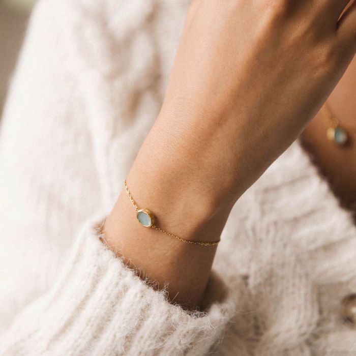 Geurkaars met gouden armband Amazonite - Le Pouvoir Des Pierres