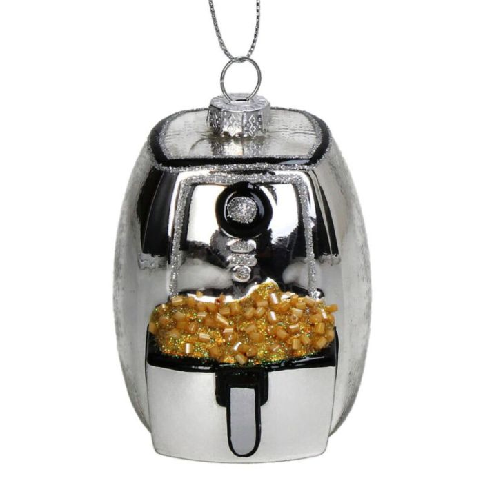 ORNAMENT AIRFRYER GLAS SILVER 9.3CM