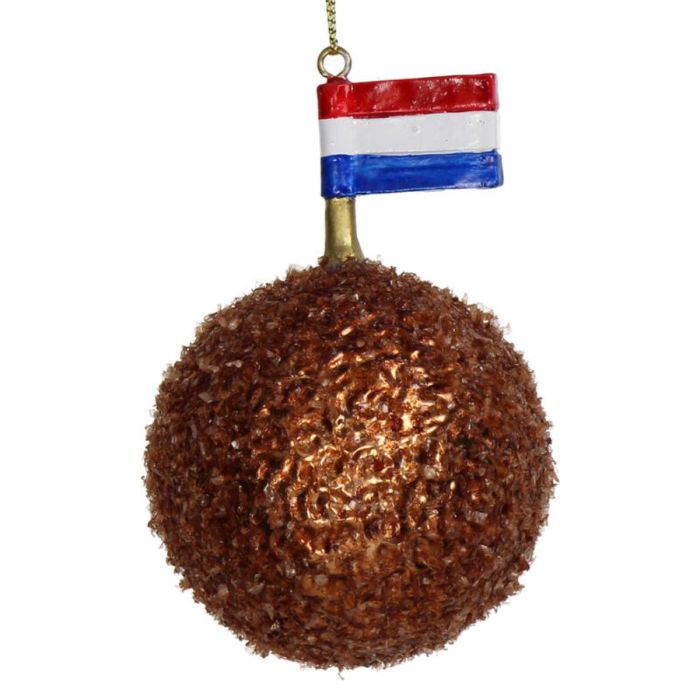 ORNAMENT BITTERBAL GLAS BRUIN 9CM