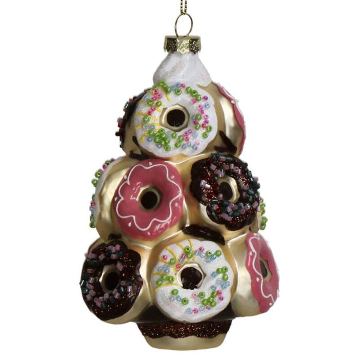 ORNAMENT DONUTS GLASS MULTI 12.7CM