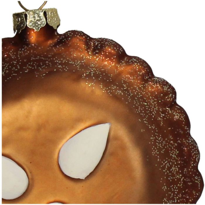 ORNAMENT GEVULDE KOEK GLAS BRUIN 9CM