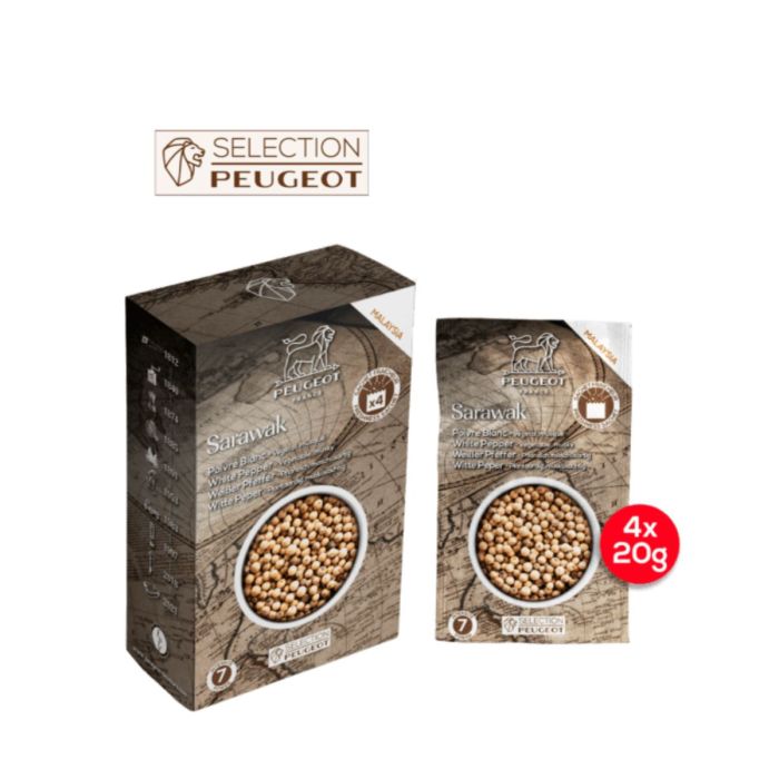 PEUGEOT EPICES 4 ZAKJES SARAWAK WITTE PEPER 80 G