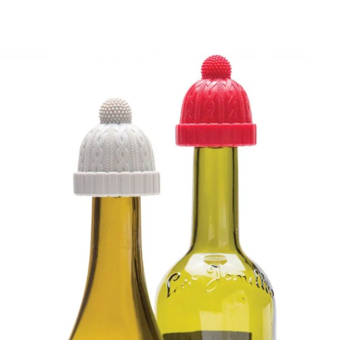 WIJNSTOPPER BEANIE 2st Rood en Grijs