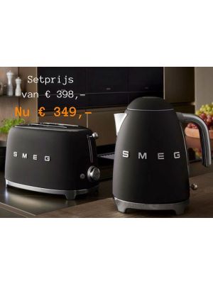 smeg waterkoker en broodrooster 2x2 mat zwart