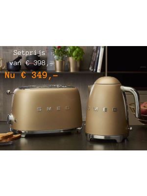 smeg waterkoker en broodrooster 2x2 mat champagne